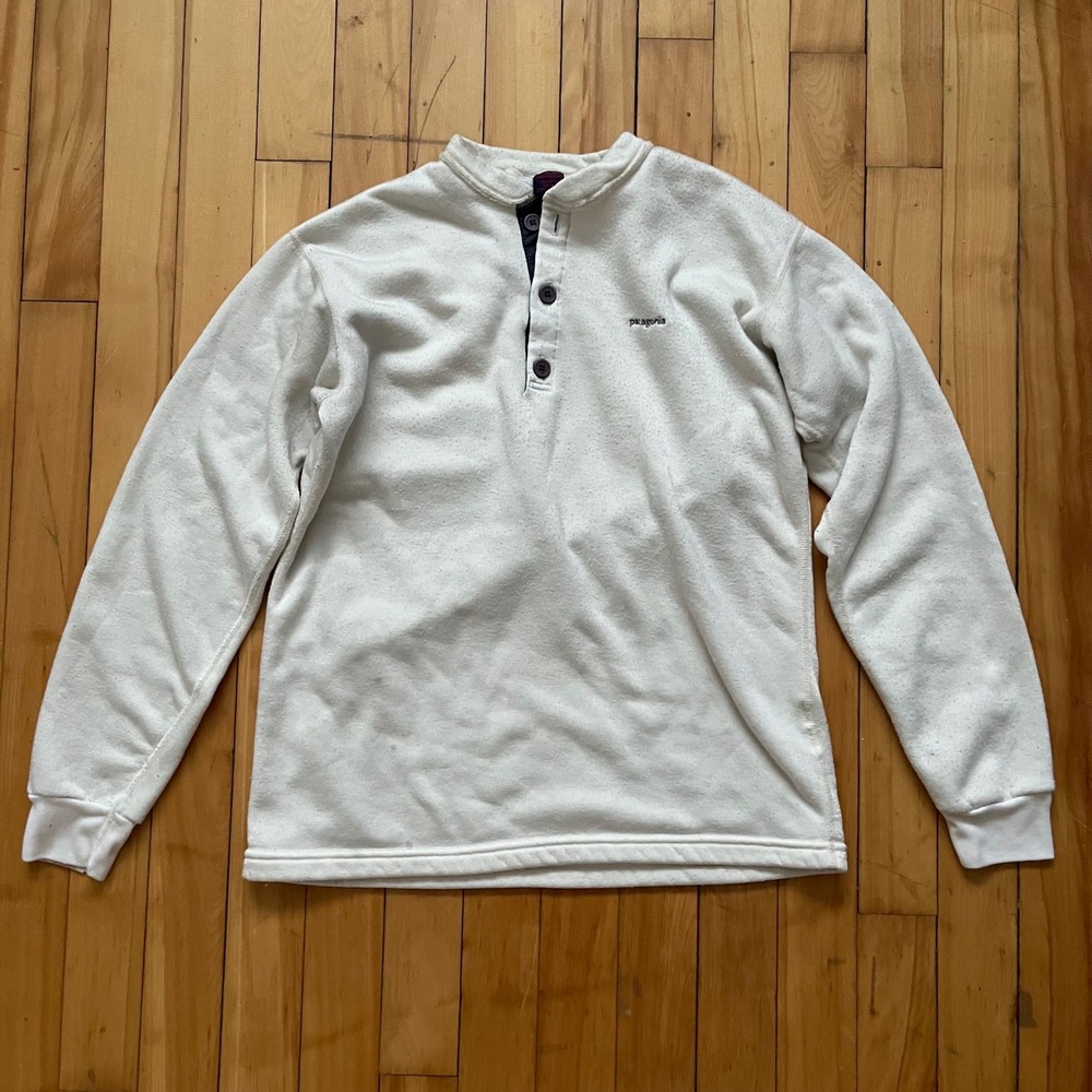 Patagonia Capilene Fleece Pullover Cream 3 Button Neck Men's Medium